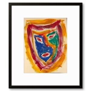 Original Art 14x11  Colorful Neo Expressionist Original Wall Art blue green red4